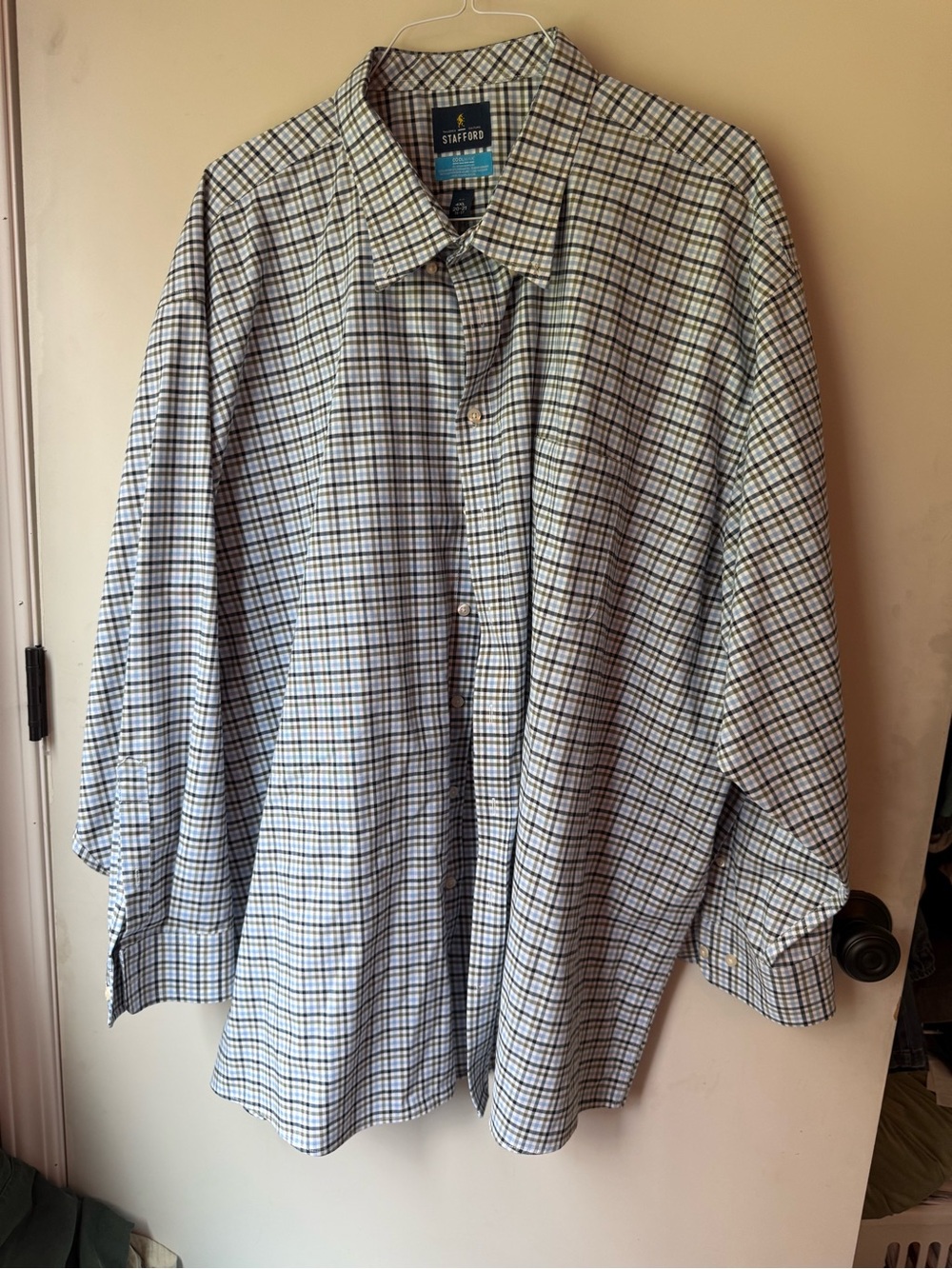 Stafford Blue and Brown Plaid Lightweight Shirt Jacket
